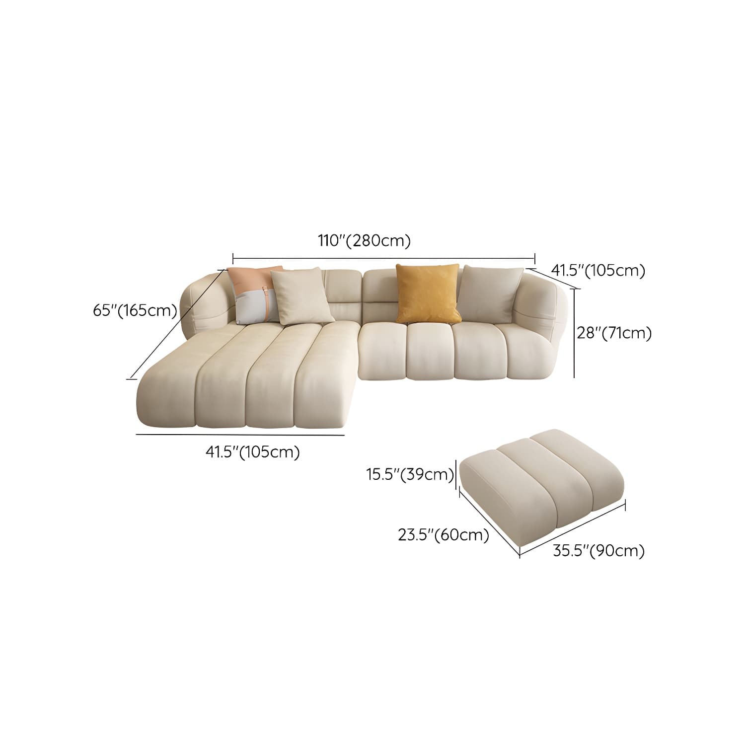 Stylish Beige L-Shape Sectional Sofa Chaise with Storage Included - image 17