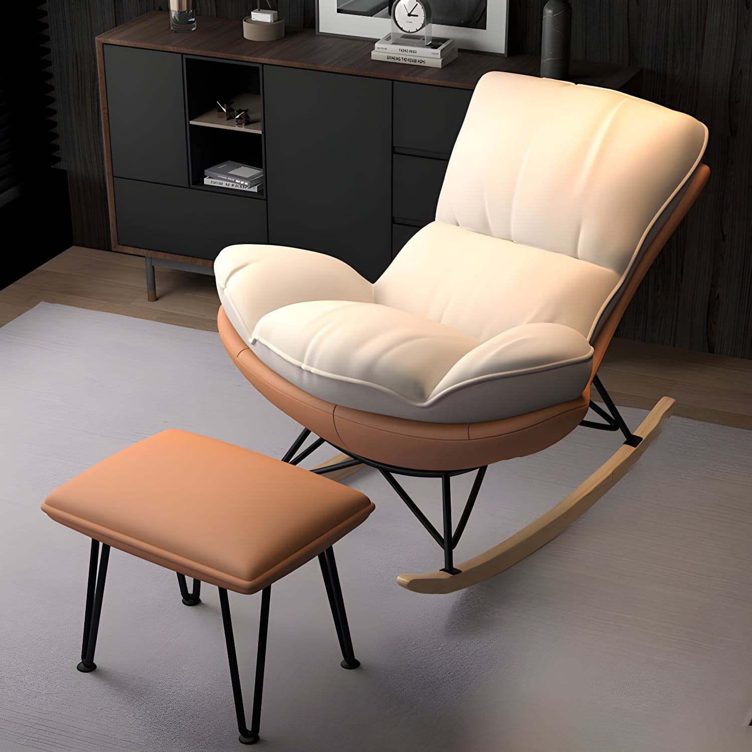 Modern Tufted Cushions Glider Spindle Children Glider with Ottoman - image 11
