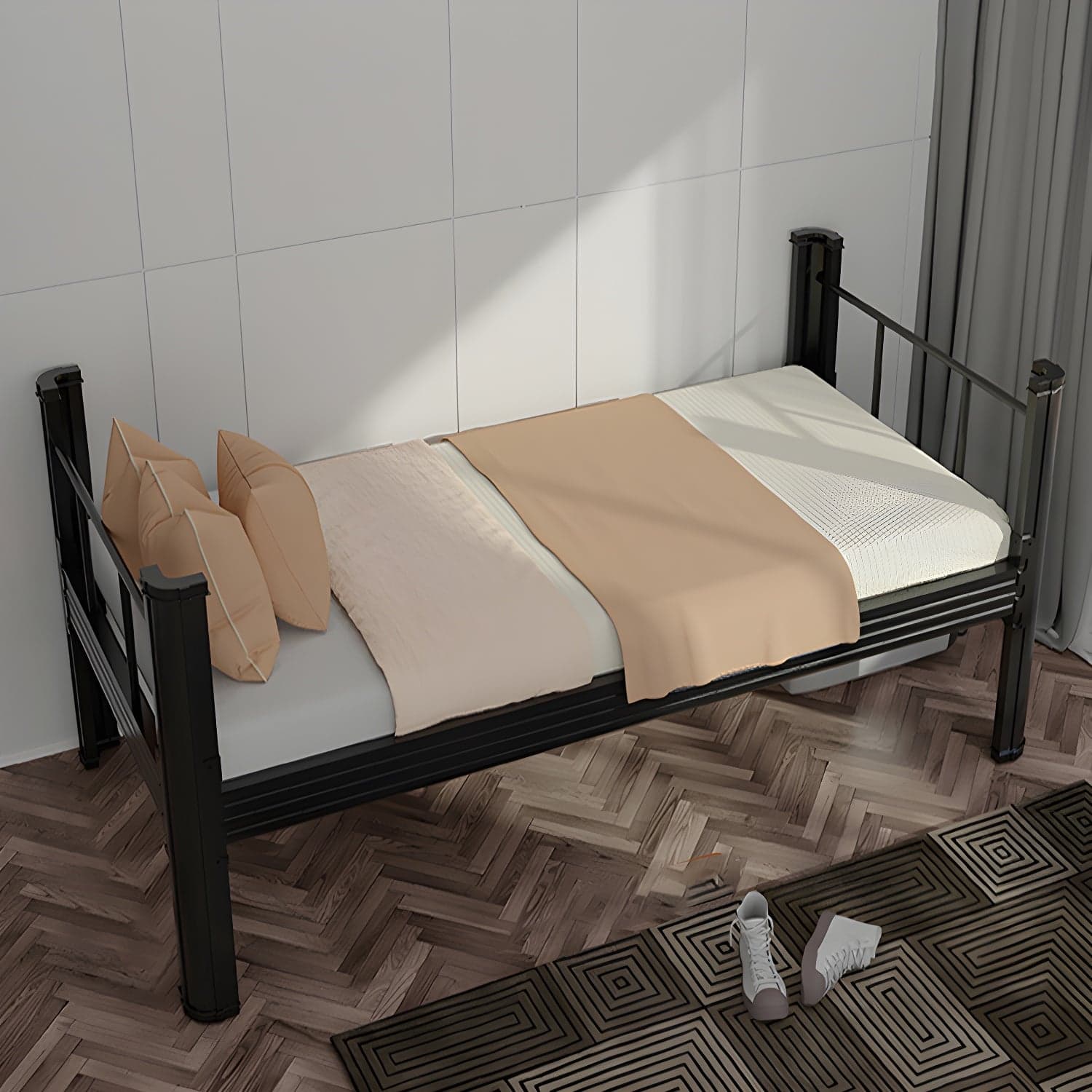 Sleek Iron Frame Modern Bed - Solid Construction and Clean Design for a Restful Sleep