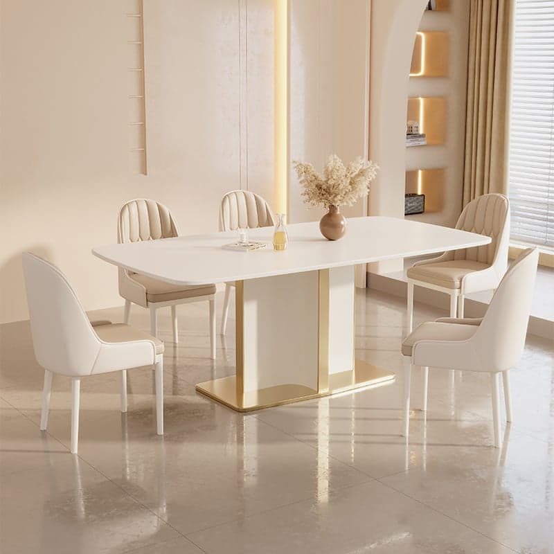 Retro 7-piece/5 Pieces/1 Piece Rectangle Stone Dining Table Set with/without Chair