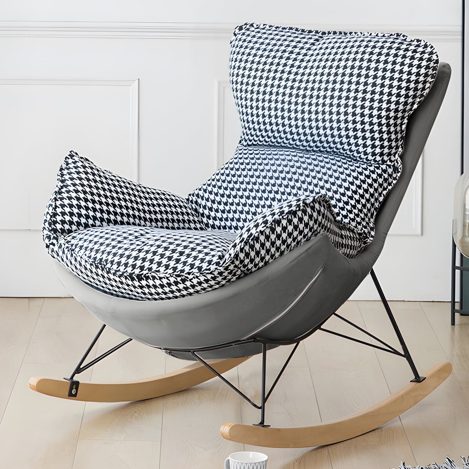 Stylish and Comfortable Modern Upholstered Rocking Chair with Removable Back Cushion - image 4