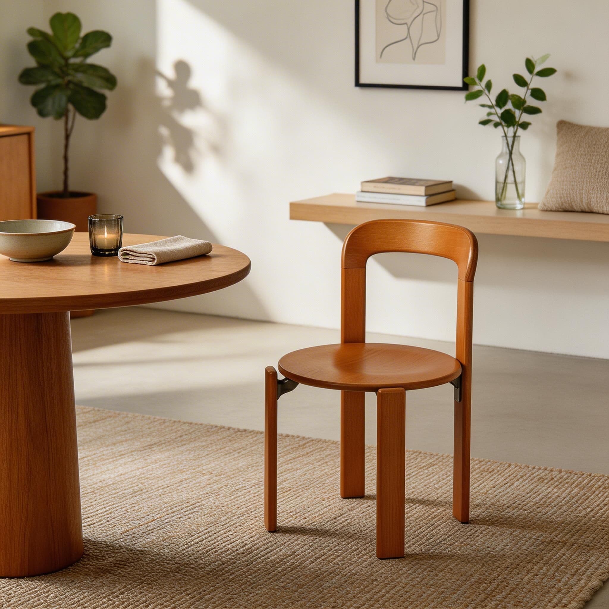 Scandinavian Natural Wood Armless Kitchen Chair 15.3inch Wide Non-Swivel 1 Piece - image 26