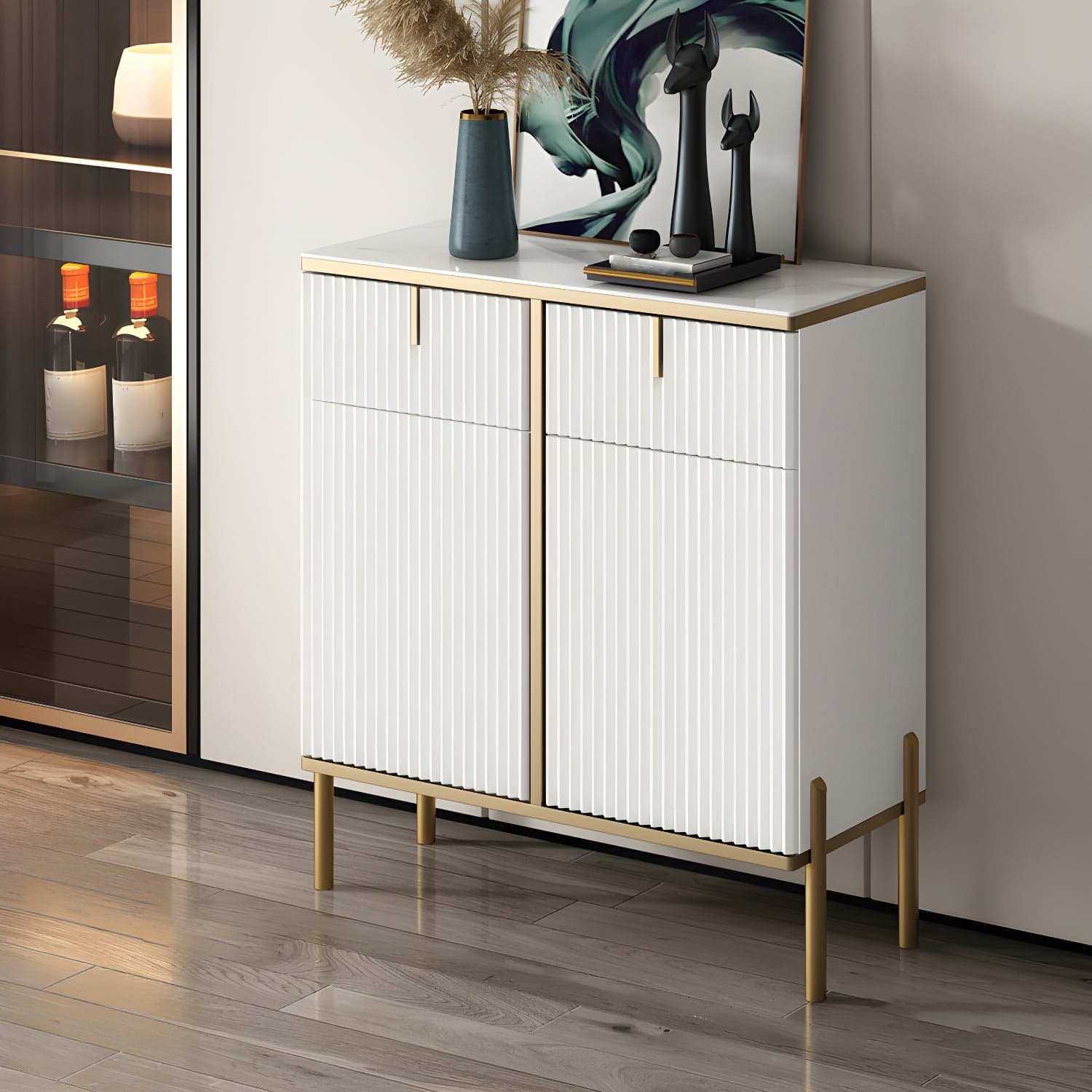 Artificial Wood Sideboard Glam Sideboard with Doors for Living Room - image 4