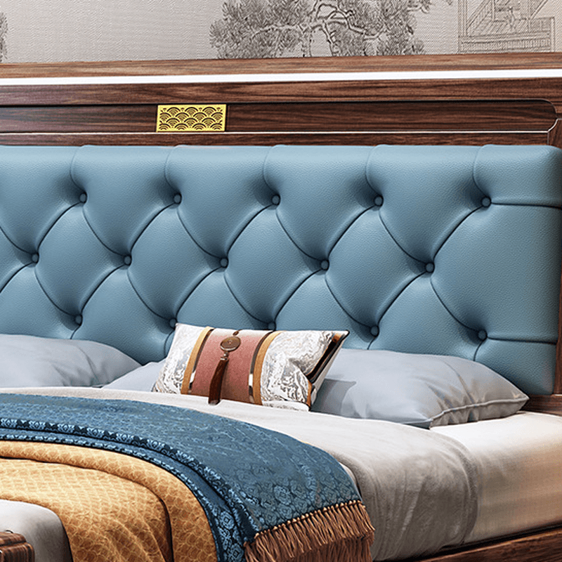 Lumber Solid Color Framed Storage Bed Frame/Pallet Bed Frame with Decorative-stitched Headboard for Living Room - image 5