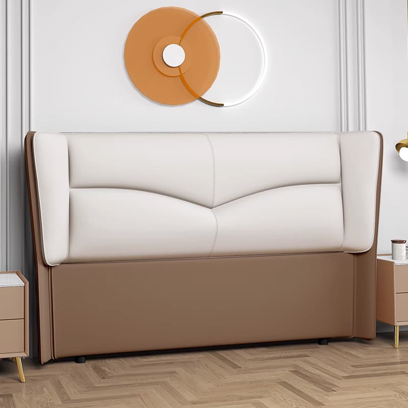 Modish Style Panel Headboard in Timber with No Distressing and Rectangle Shape for Twin XL/Full/Queen Bed, Featuring Sponge Upholstery Fill, Standard Height