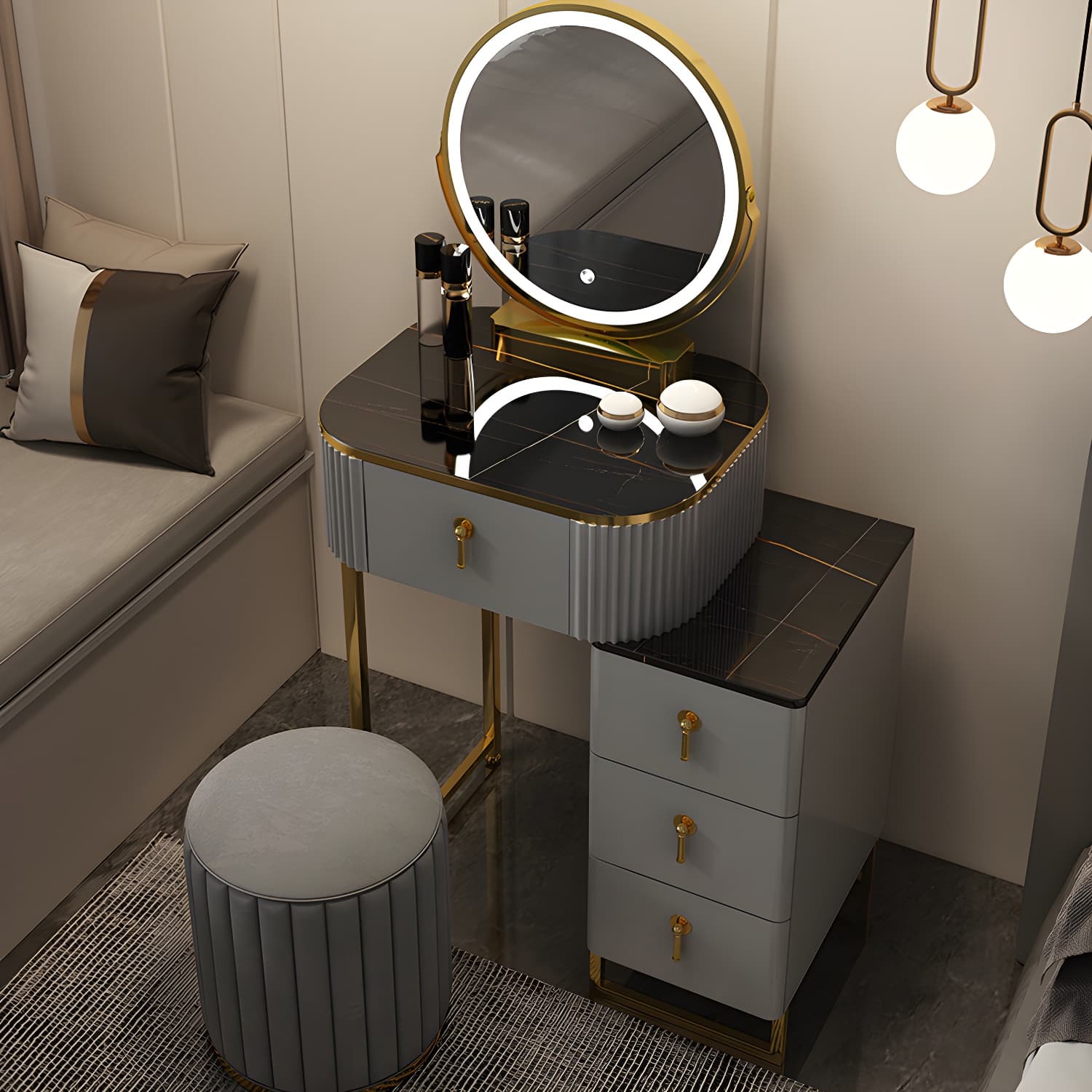 Contemporary Makeup Vanity Desk Table 29.9" H Bedroom Makeup Counter
