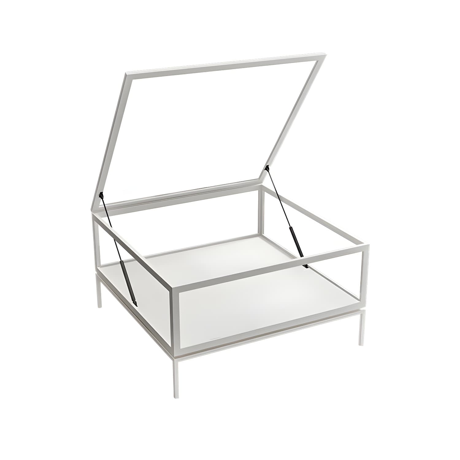 Rectangle Glass Top Coffee Cocktail Table Tranparent Contemporary with Metal Base