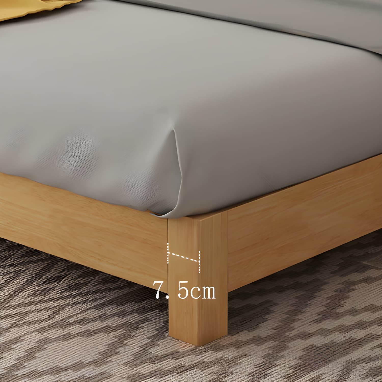 Scandinavian Solid Wood Platform Bed 9.8" H Bed Frame with Mattress - image 9