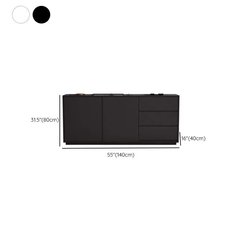 Sideboard with 3 Drawers, Cabinet, Standard Narrow Sizes, Four Internal Shelves, Wood Countertop, and 2 Doors - image 12