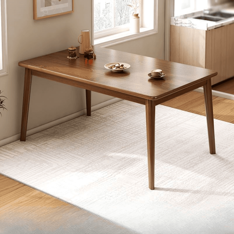 Rectangular Recycled Wood Dining Table Set with 4 Legs, Fixed Table, Padded Chair, Back Seat, 5-piece - image 3