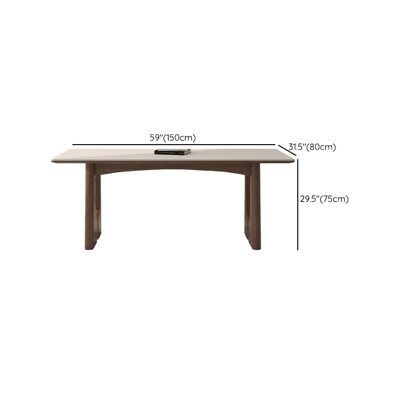 Dining Table Set with Slate Two-sided Pedestal, Upholstered Back, Fixed Table, Padded Chair, and White Top - image 10