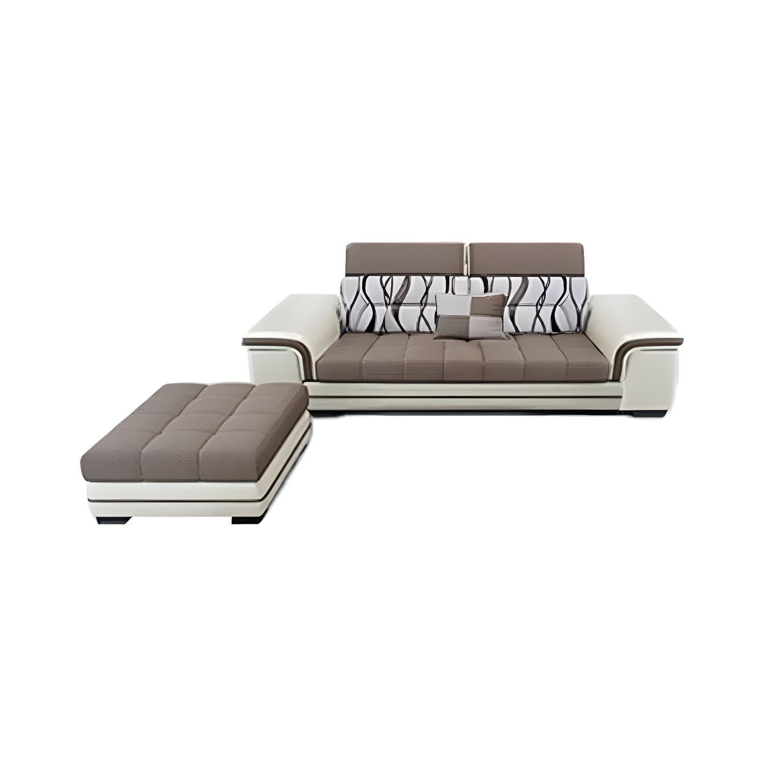Modern Beige Sectional Sofa with Wood Frame, Pillow Back & Slipcover, Storage Included with Shelves - image 5
