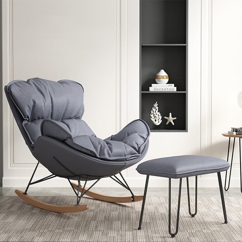 Modern Upholstered Rocking Chair - Natural Wood Legs - Stylish Home Decor - image 3