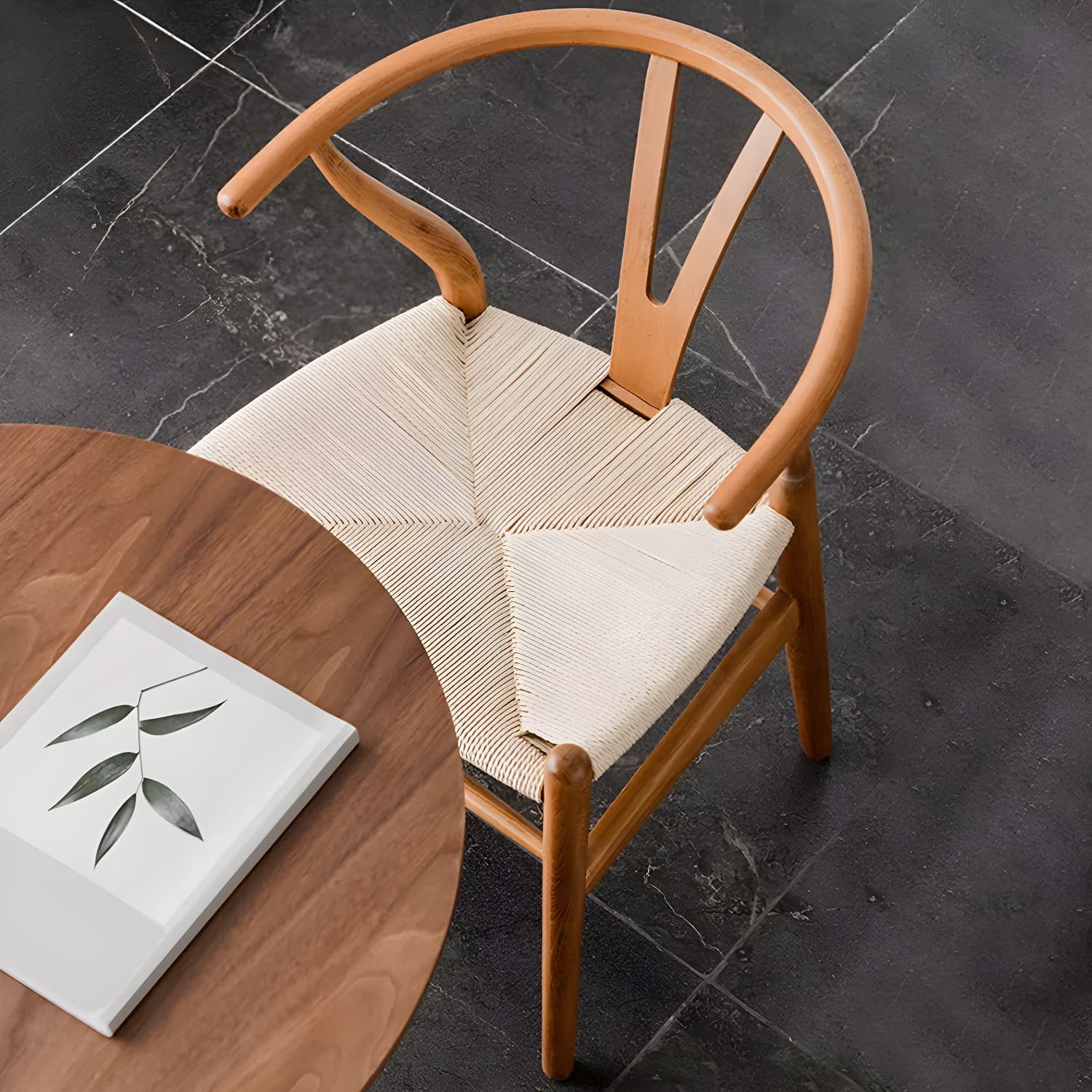 Scandinavian Wood Side Chair with Wishbone Back and Upholstered Seat for Kitchen & Dining - image 24