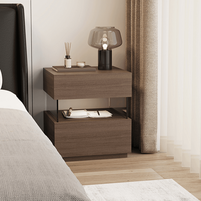 Modish Nightstand With Drawer Organization Featuring 2 Drawers, 1 Shelf, and Lumber Countertop - image 11