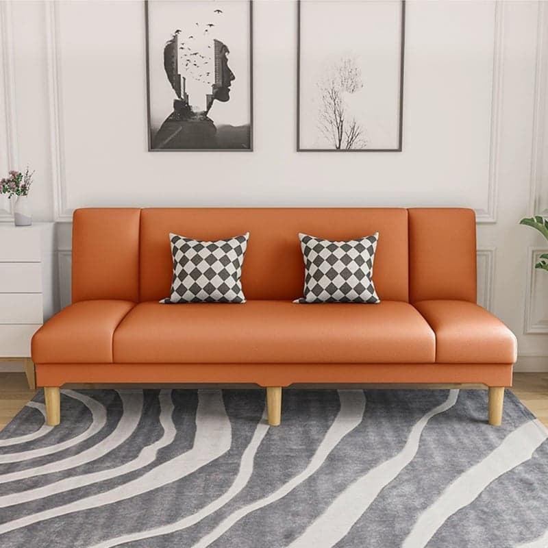 Scandinavian Armless Sleeper Sofa, Light Wood, Foam Filling, Includes Pillows - image 13