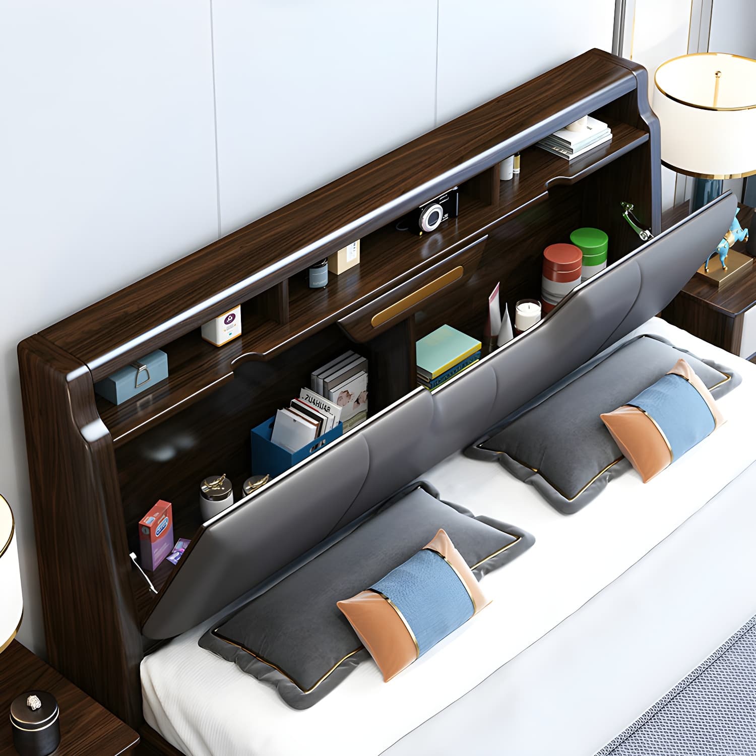 Brown Upholstery Wood Bed with Headboard – Modern Style, Full Assembly Needed - image 6