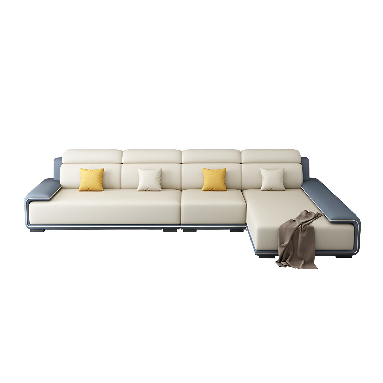 Modern L-Shape Sofa Chaise Sectional Set in Tech Cloth Features Storage and Seat for 4 - image 11
