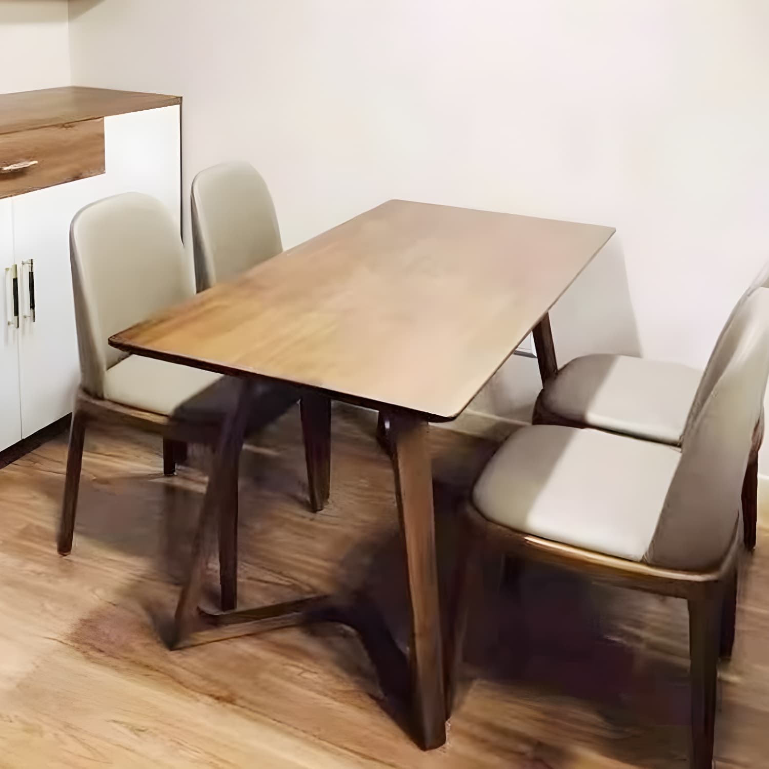 Rectangular Wood Scandinavian Dining Table with Double Pedestal Base - image 9