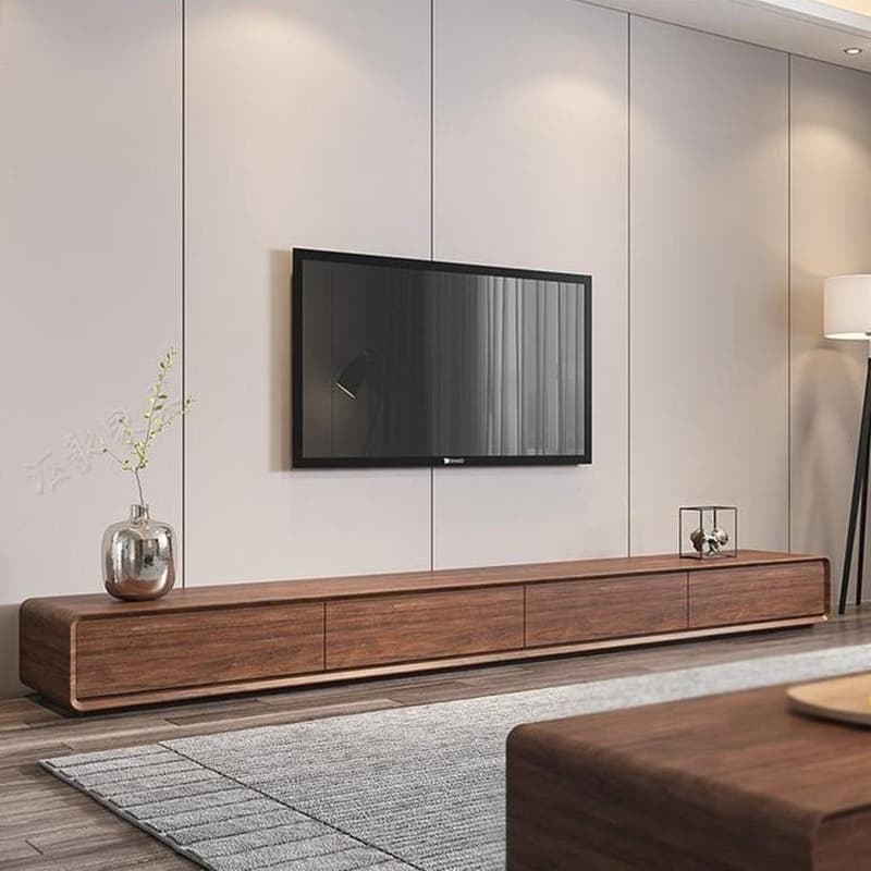 Contemporary Oblong Wood TV Stand Console with Storage Drawers - image 8