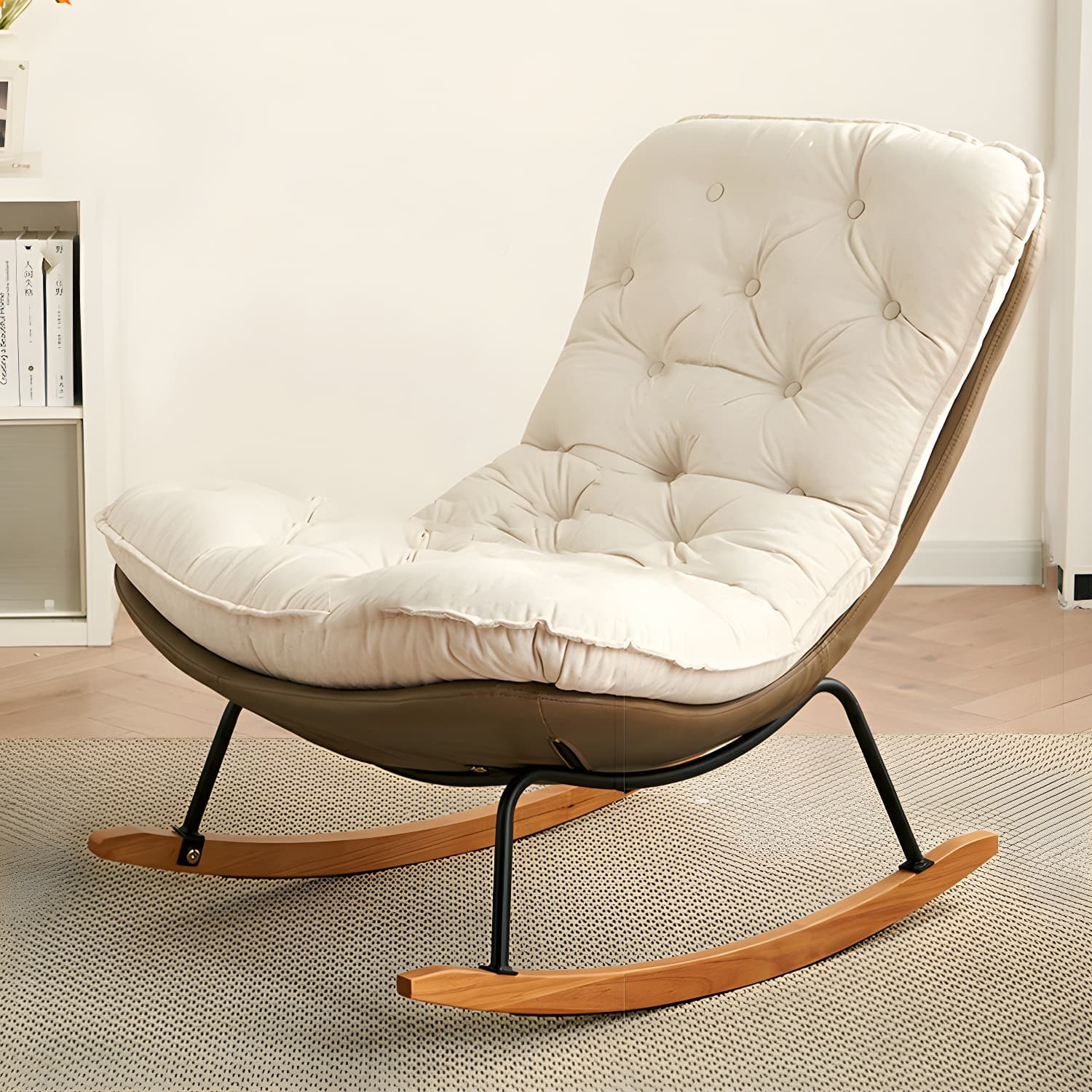41" Wide Upholstered Button-Tufted Rocking Accent Chair with Legs