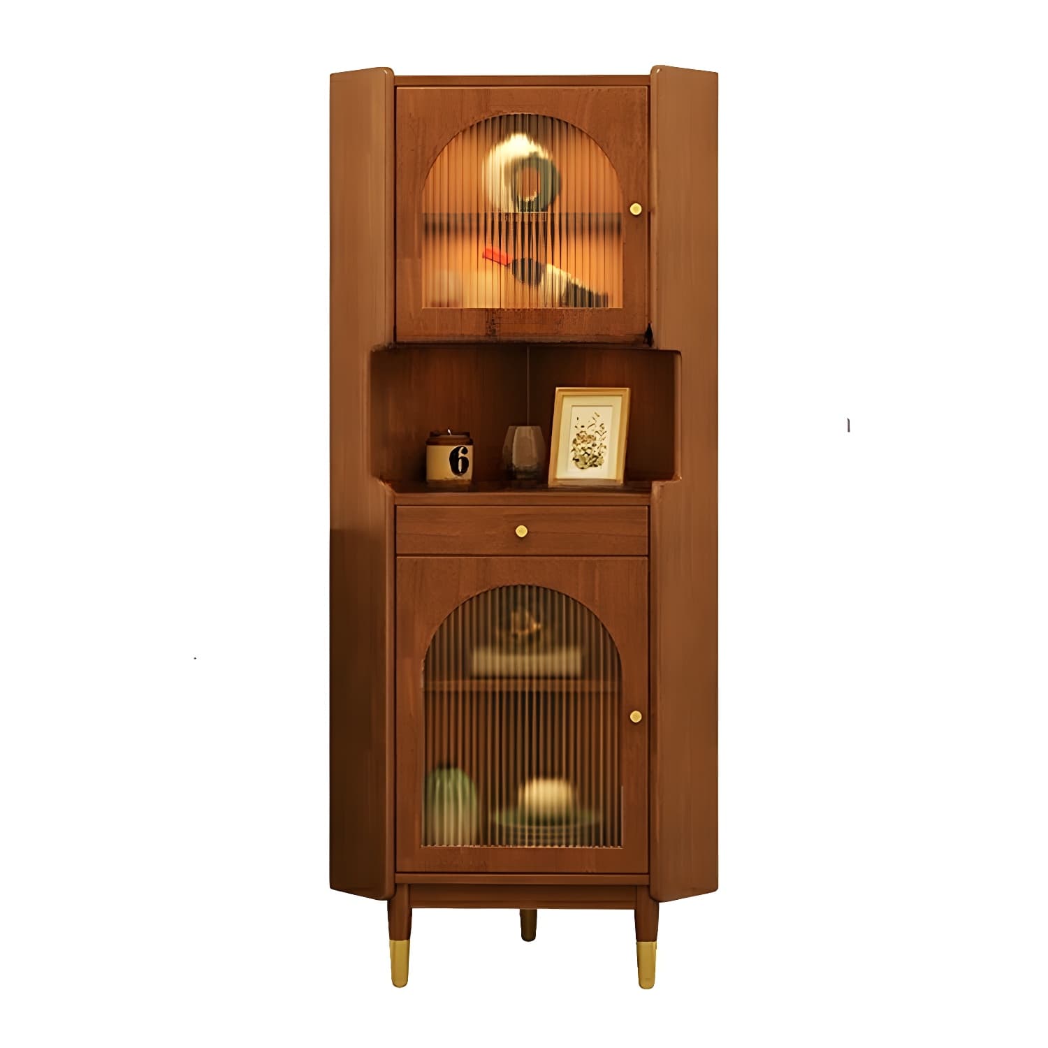 17'' Wood 1-Drawer Accent Cabinet Modern Wood Corner Cabinet with Legs