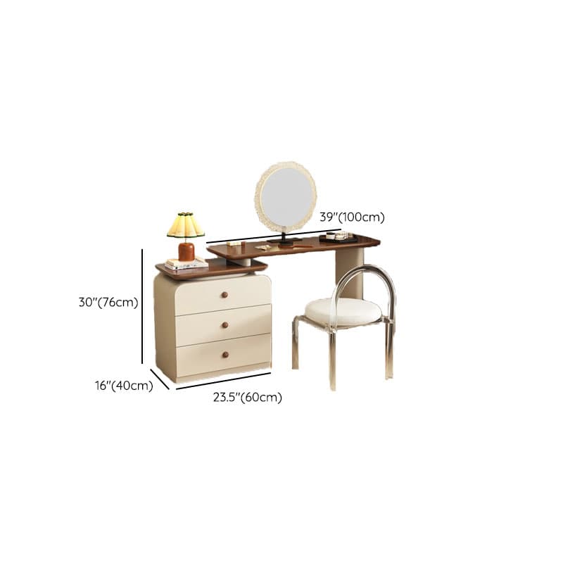 Cream Modish Large Vanity Set with Reclaimed Wood Table Top, 3/6 Drawers, and Light Up Mirror - image 17