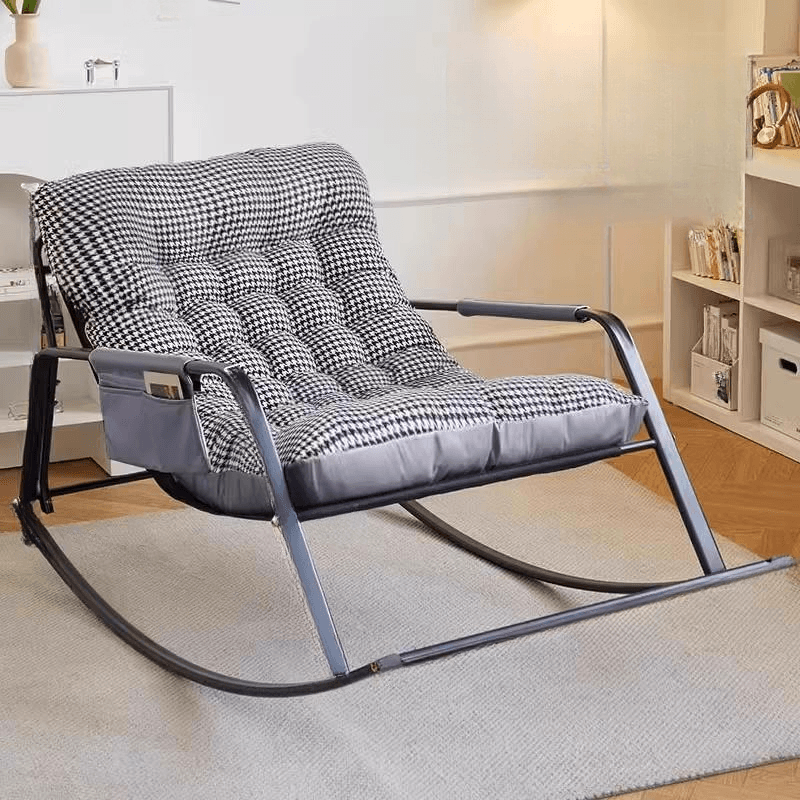 Art Deco Upholstered Rocking Armchair for 2 with Track Arm and Dirt Resistant Features
