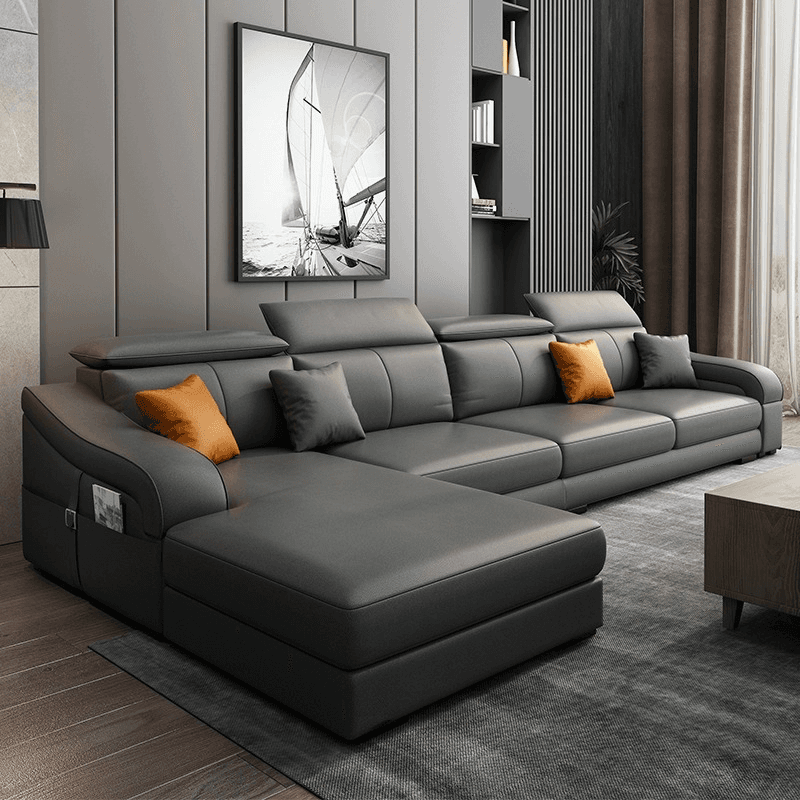 L-Shape Left Sofa Chaise for 5-seater with Sloped Arms in a Trendy Style - image 9