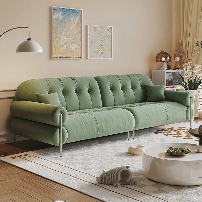 Tear Resistant Standard Sofa with Pu/Flannel Upholstery in Grey/Auburn/Ivory - image 6