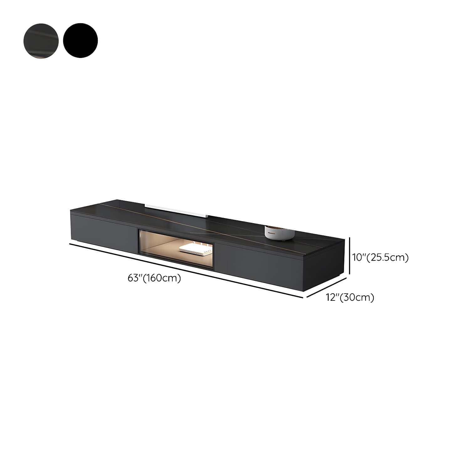 Black Modern TV Stand with Low Height and Drawers for Organized Cable Management & No Open Storage - image 12