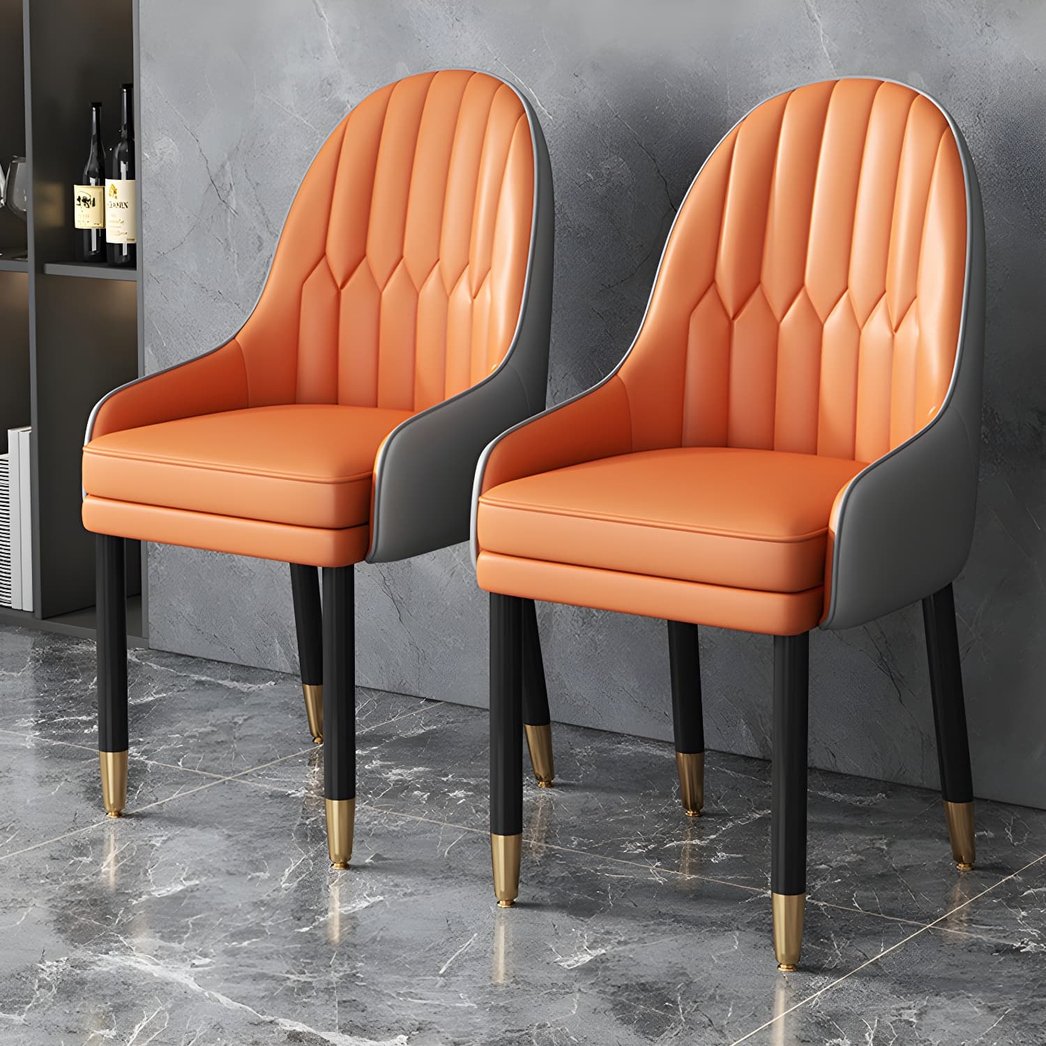 Elegant Glam Faux Leather Dining Chair with Solid Back for Kitchen & Dining - image 23