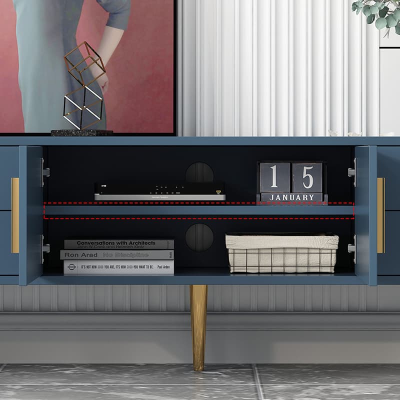 Glam Rectangle Manufactured Wood TV Stand with Adjustable Shelf - image 11