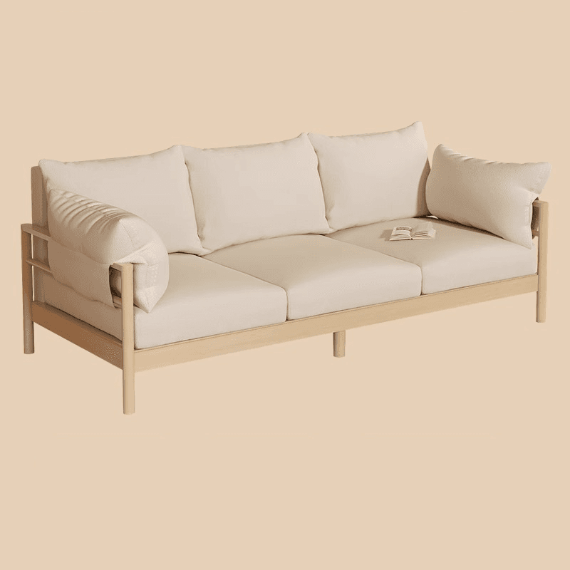 Contemporary Modern Solid Color Stain Resistant Standard Sofa in Light Gray/Off-White/Amber Color with Armrest, Seats 3, and Slipcover - image 4