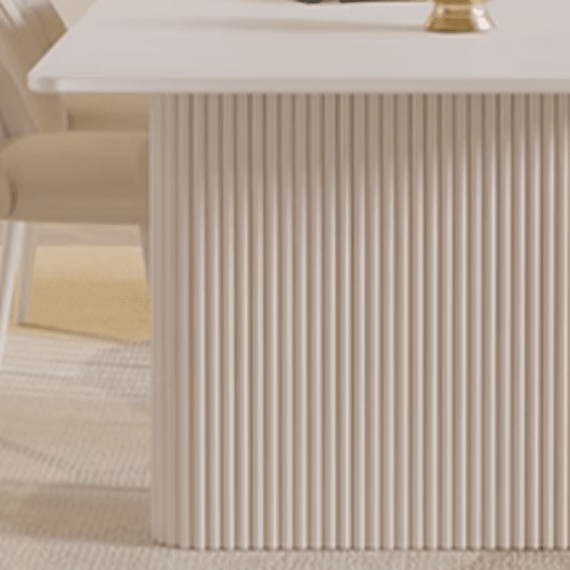 Minimalist Dining Table Set with Slate Stone Top, Three Legs, Fixed Table in White - image 5