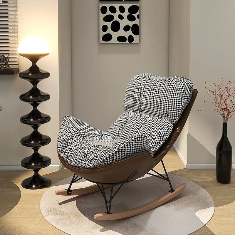Scandinavian Upholstered Rocking Couch Chair with Padded & Anti- Dumping design - image 11