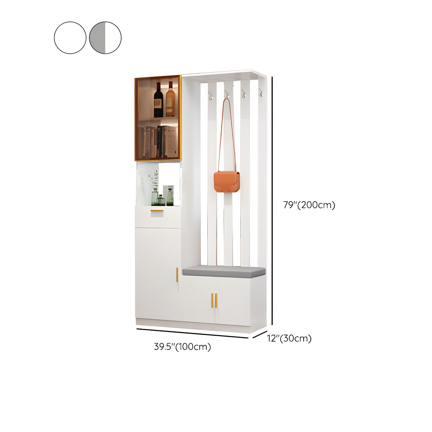 Rectangle Wood Cabinet 11.81" Wide 3-door Accent Cabinet with Drawer - image 16