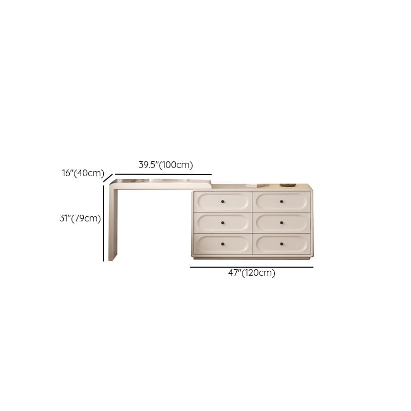 Chalk Modish Large/Standard Makeup Vanity with Laminate Table Top and 6/3 Drawers - image 11