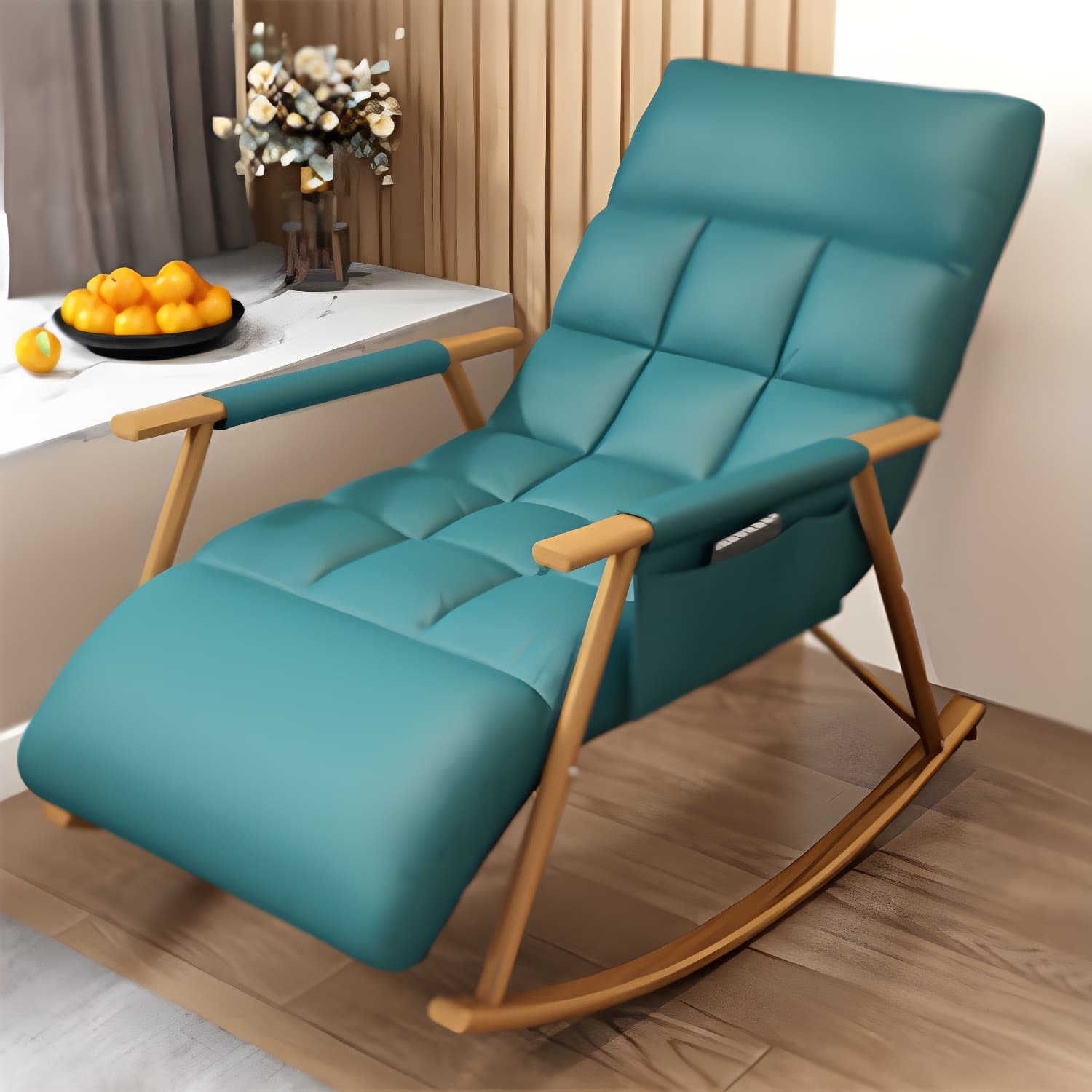 Modern Style Rocking Chair Faux Leather Upholstered Chair with Storage - image 15