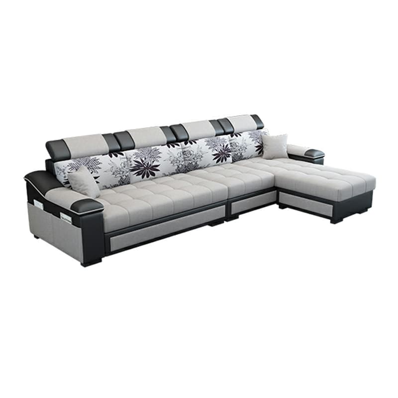 Cushion Back Wood Black 9 Feet Pillow Top Arm Sectional Sofa - image 14