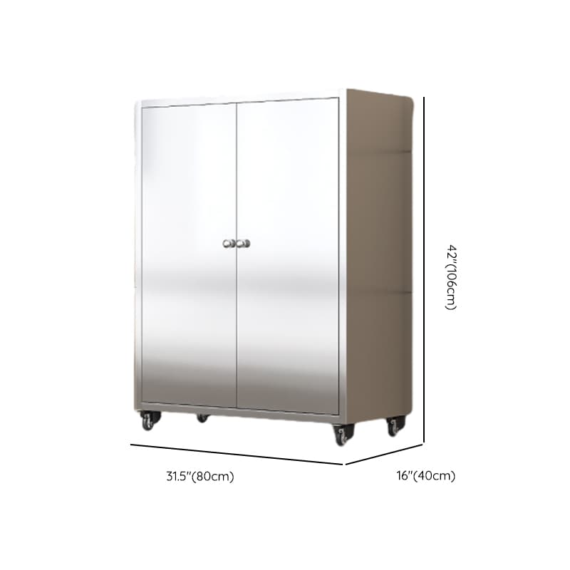 Metallic Sideboard on Roller Wheels with Stainless Steel Countertop - image 23