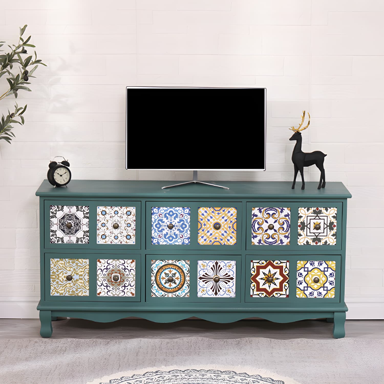 Mid-century Modern 22.83"H Solid Wood TV Media Console with Drawers - image 11