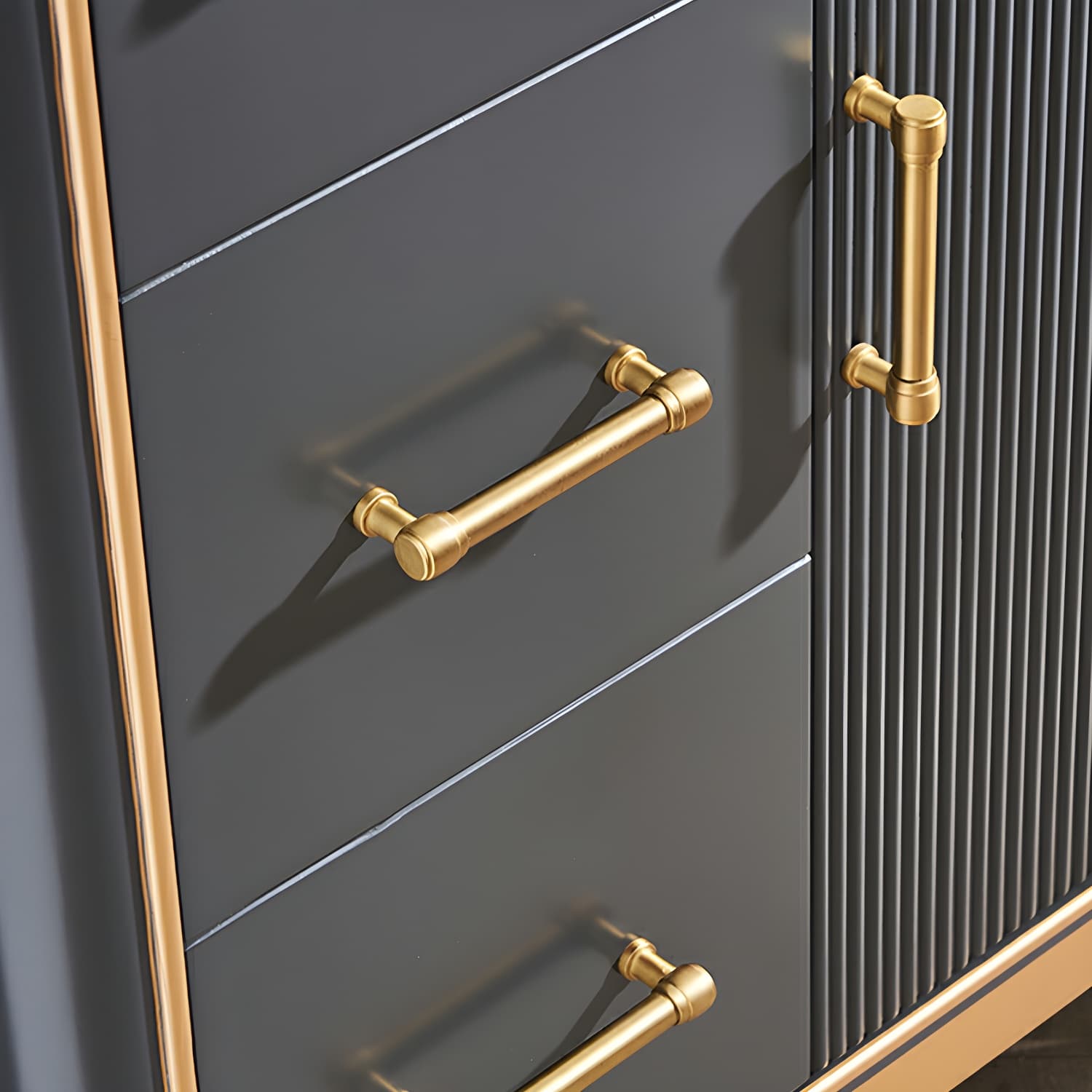 Glam Corner Accent Cabinet with Black Stone Countertop and Wood Base for Small Spaces - image 9