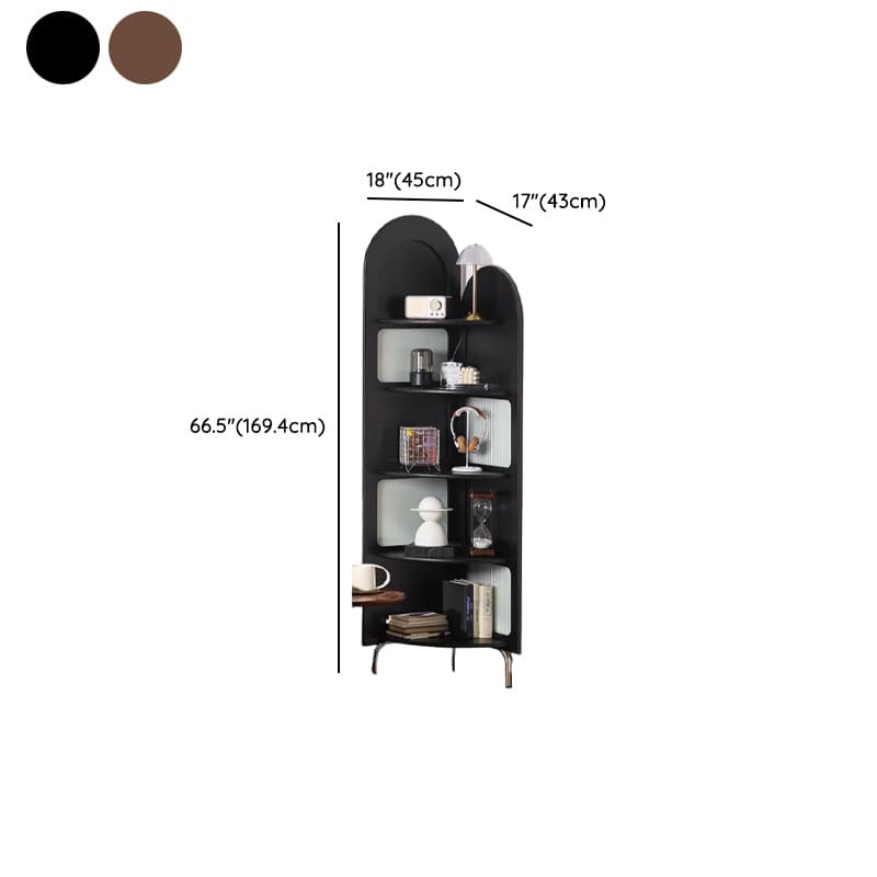 Modern Simple Style Nook Decorative Cabinet, Scratch-immune, with 5/4 Exterior Shelves, Rubberwood Countertop in Midnight Black/Sepia - image 10
