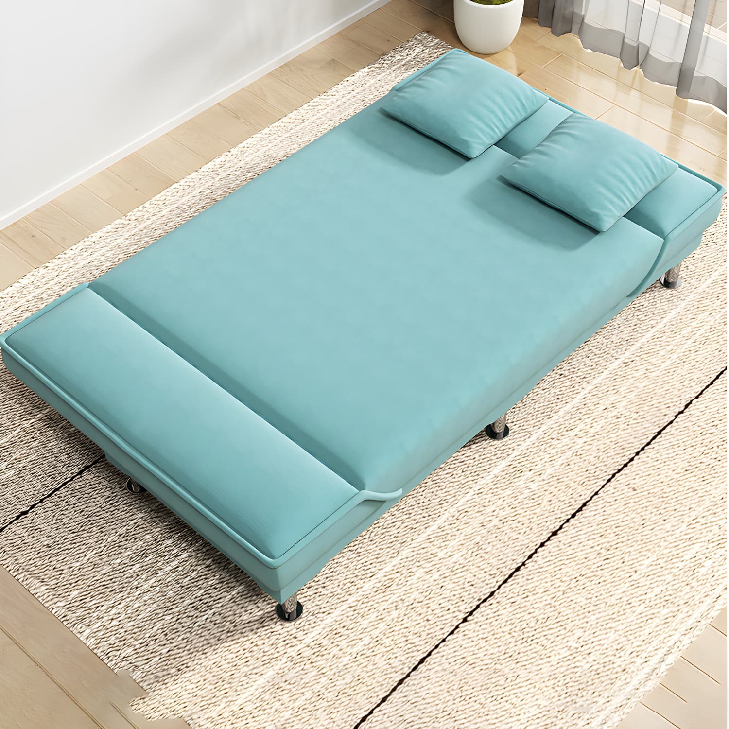 Contemporary Armless Convertible Sofa Linen Foldable Sofa for Apartment - image 13