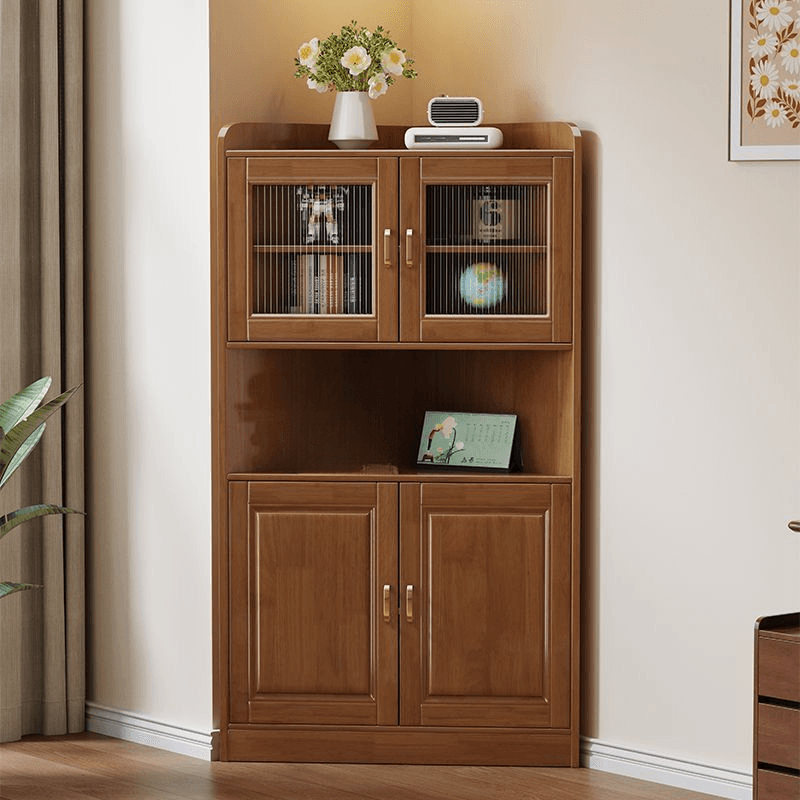 Independent Corner Utility Storage Cabinet in Cocoa/Gray/White with Grip Bars, 2 Exterior Shelves and 2 Cabinets/1 Cabinet in a Trendy Style, Glass-panel Door Included/Not Included - image 5