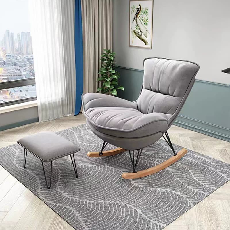 Stylish and Comfy Modern Rocking Chair with Natural Wood Legs and Slipcover - image 16