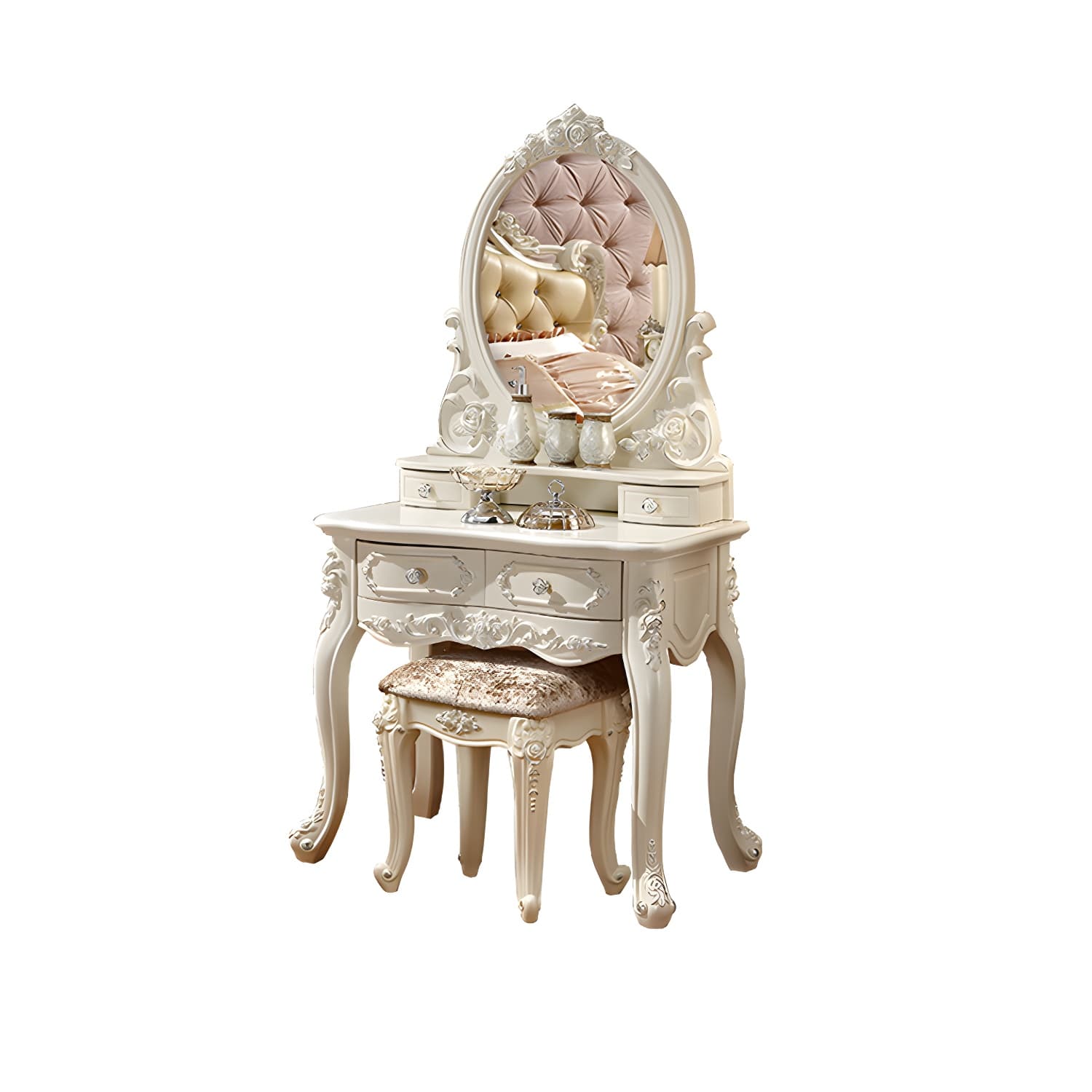 Victorian Makeup Vanity Desk Wood Makeup Vanity Set with Drawer - image 15