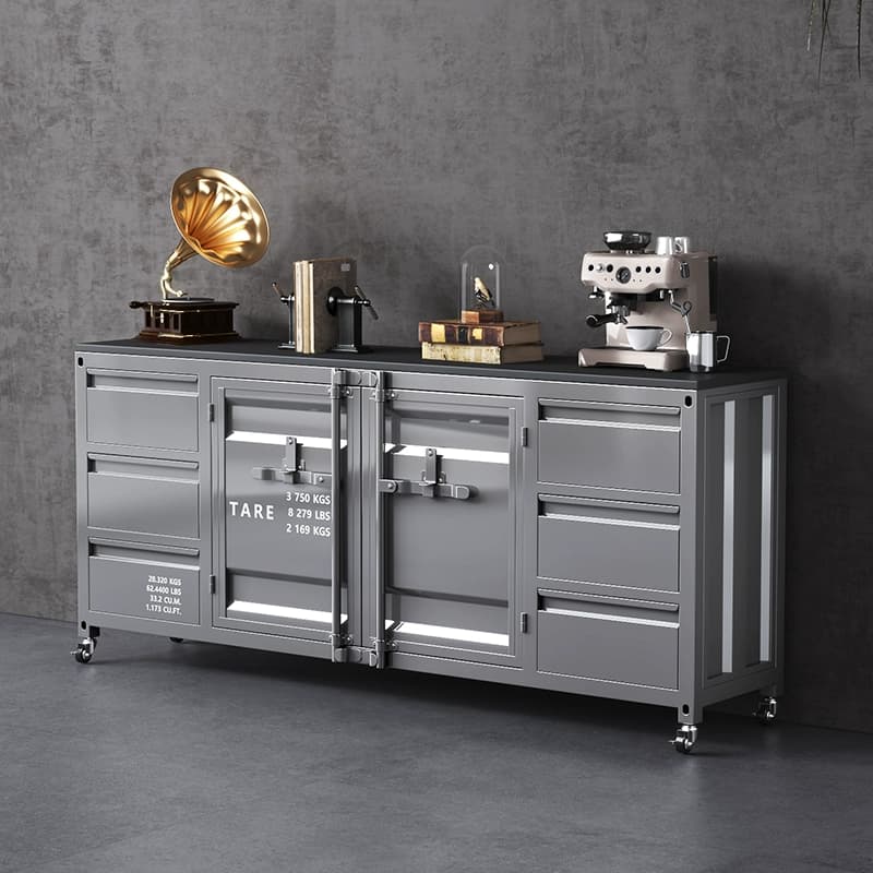 Industrial Metal Sideboard Credenza with Cabinets and Drawers - image 8
