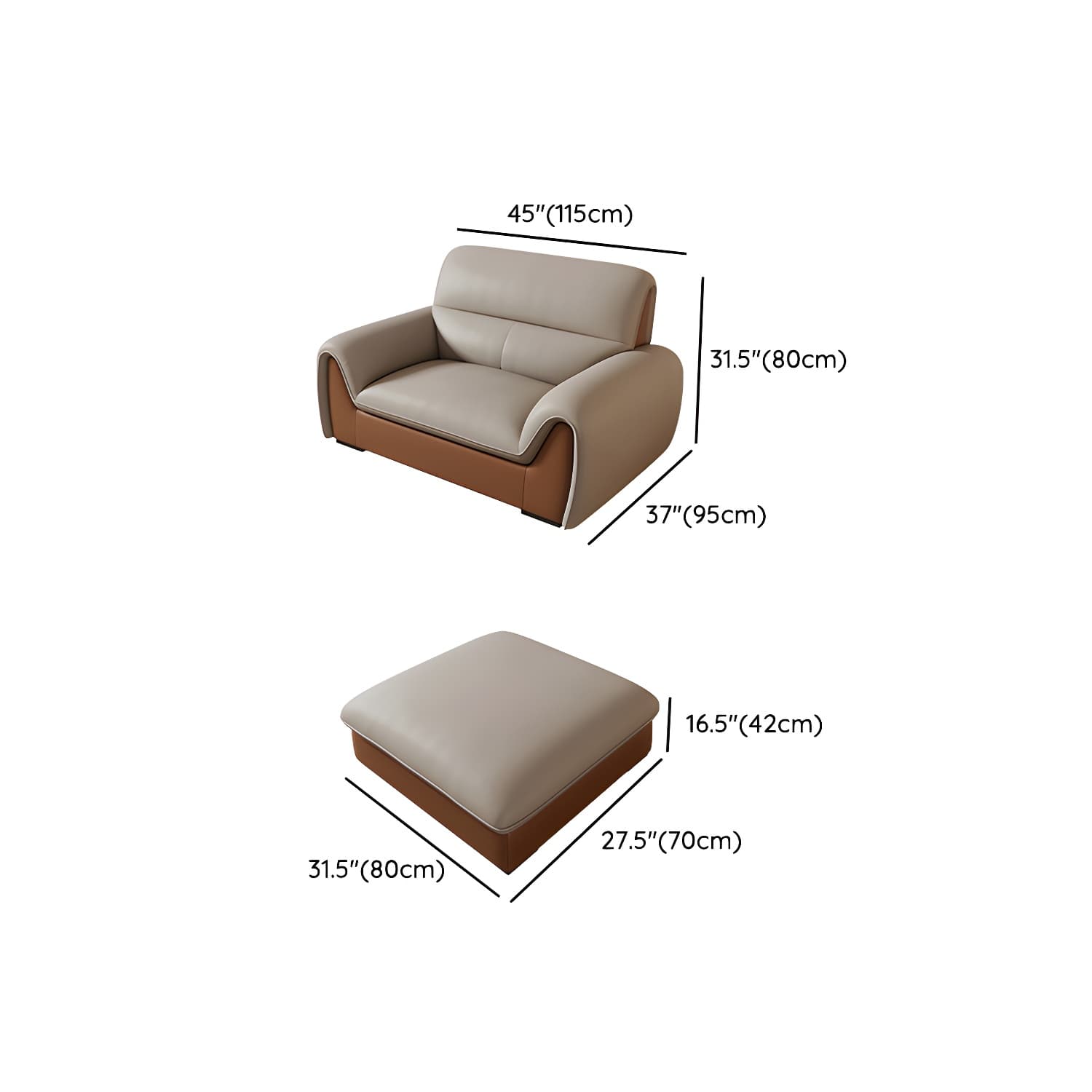 Modern Brown Leather Pillow Top Sectional Sofa with Wood Frame - image 16